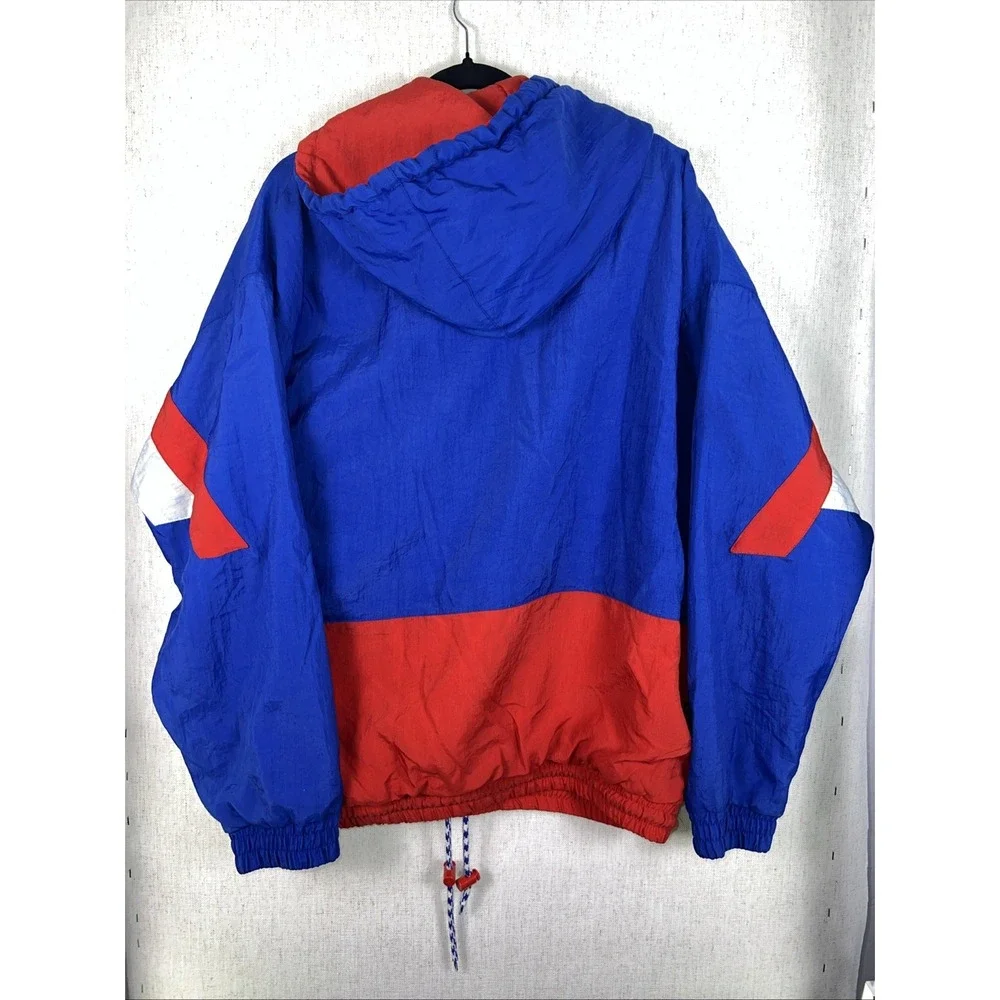 Vintage 90's ADIDAS Color Block Anorak Red White Blue‎ 1/4 Zip Hooded Pullover ✅
